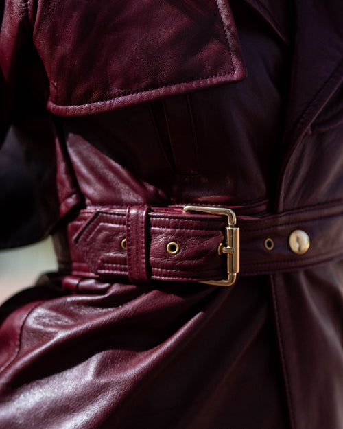 Transformer Burgundy Leather Coat - Punta Loca 