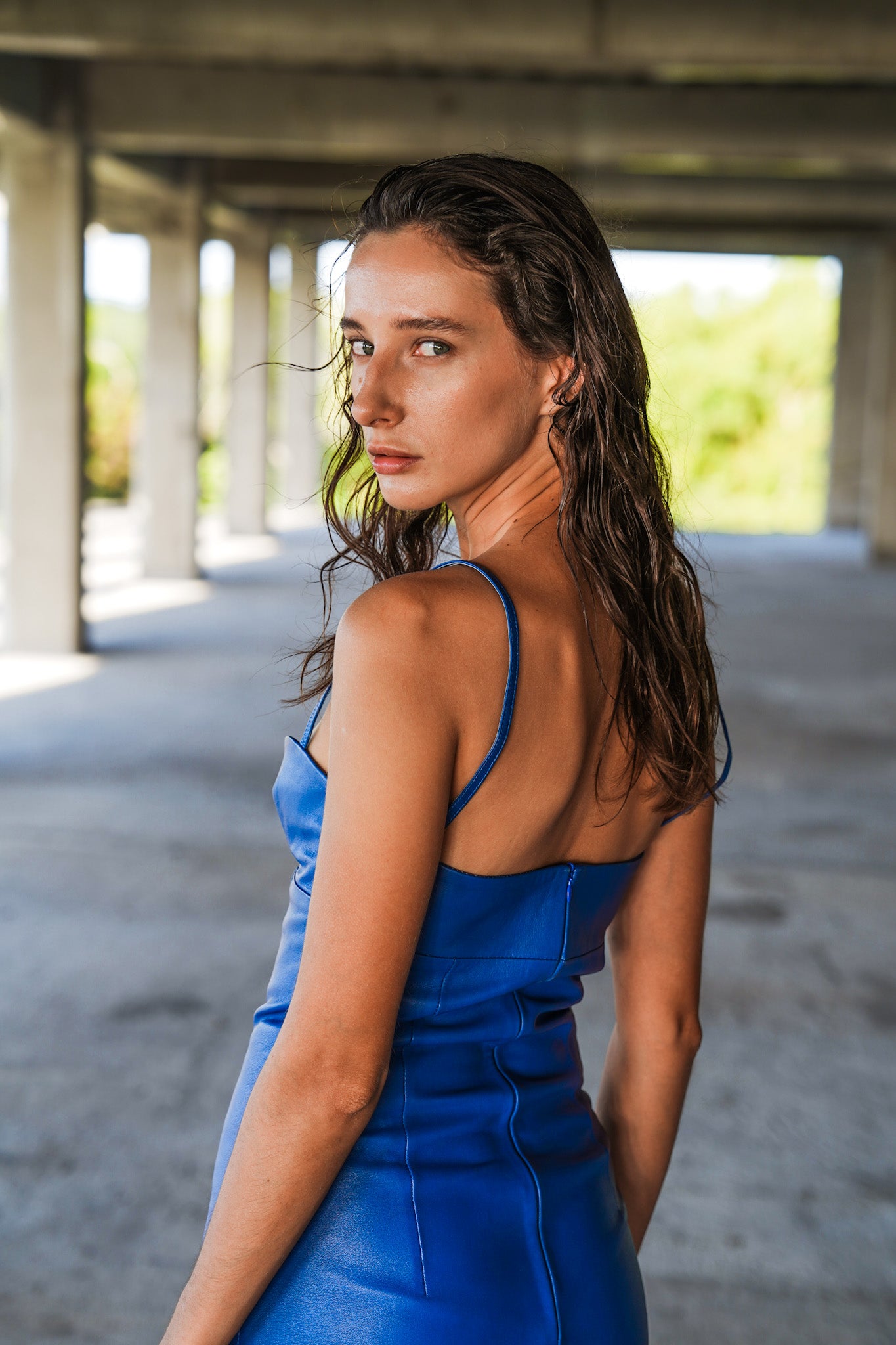 Azure Leather Dress - Punta Loca 