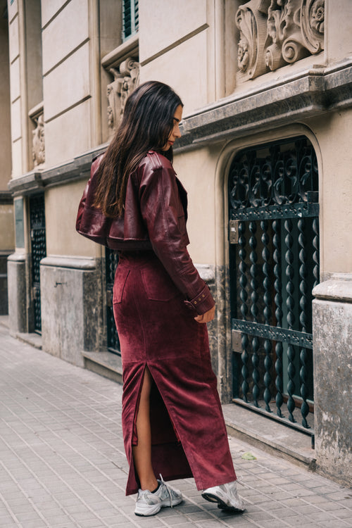  Maxi Suede Skirt - Punta Loca one of a kind piece hand painted skirt back 