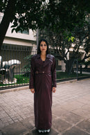 Transformer Burgundy Leather Coat - Punta Loca  2 pieces in one, short biker jacket and maxi coat