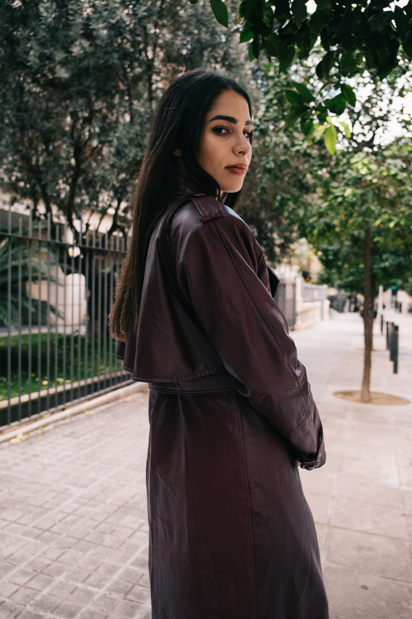 Transformer Burgundy Leather Coat - Punta Loca back side