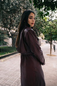 Transformer Burgundy Leather Coat - Punta Loca back side