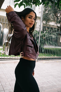 Transformer Burgundy Leather Coat - Punta Loca transforms into jacket
