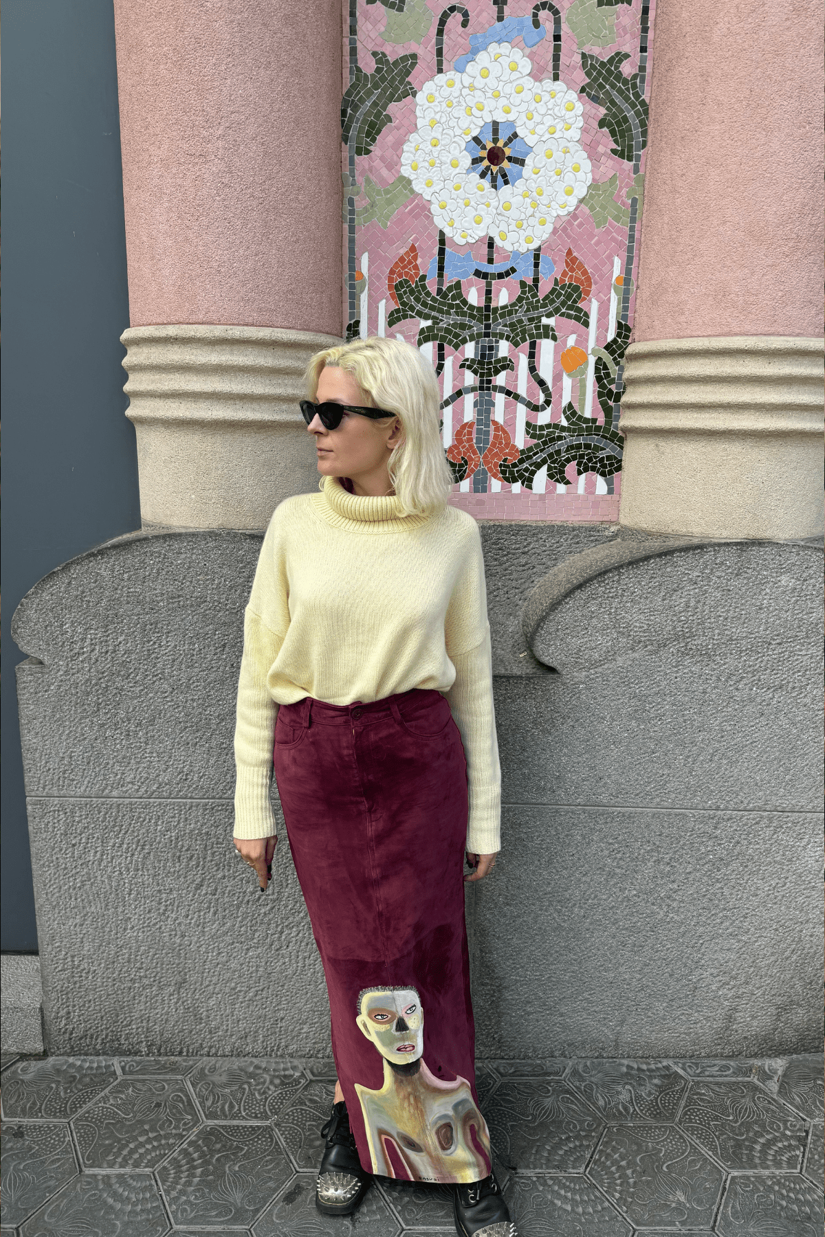 Coincidencia hand-painted maxi suede skirt styled, 1/1 by Basugi — Punta Loca