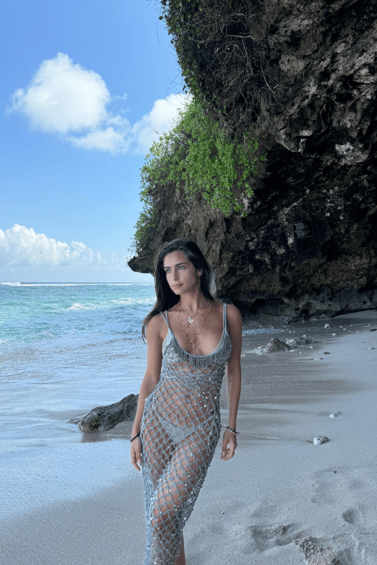 Vestido de macramé brillante